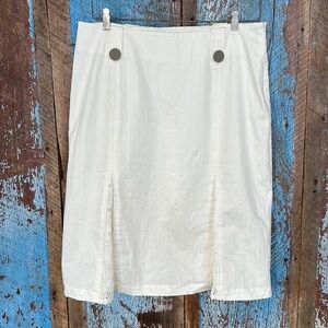 J Peterman Pencil Lined Skirt W/ Belt Lace Accent
